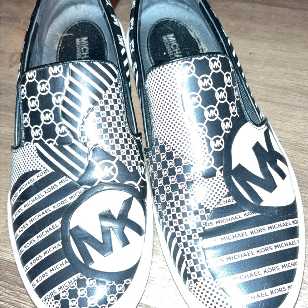 Michael Kors Black and White Slip-On Shoes